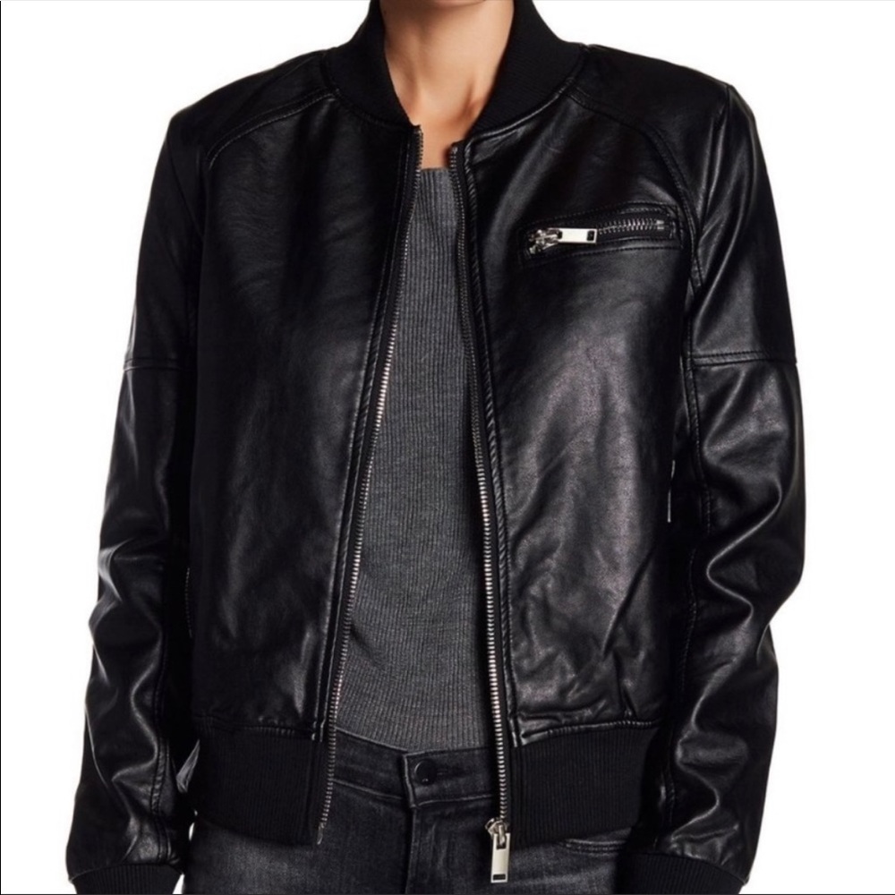 John + Jenn Vegan Leather Moto Jacket Black